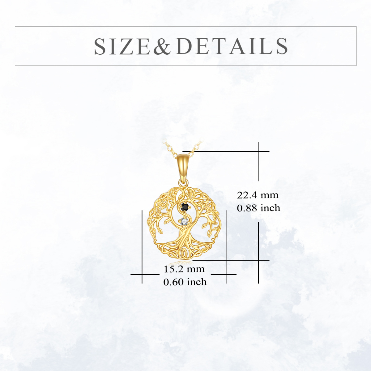 10K Gold Cubic Zirconia Tree Of Life Pendant Necklace-5