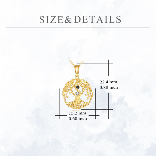 14K Gold Cubic Zirconia Tree Of Life Pendant Necklace-5