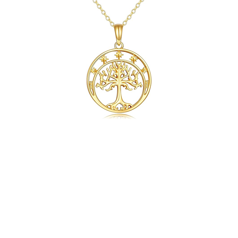 Gold Vermeil Plated Tree Of Life Pendant Necklace-1