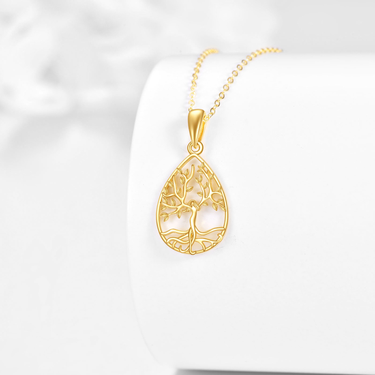 Collar con colgante del árbol de la vida en oro de 14 quilates-3