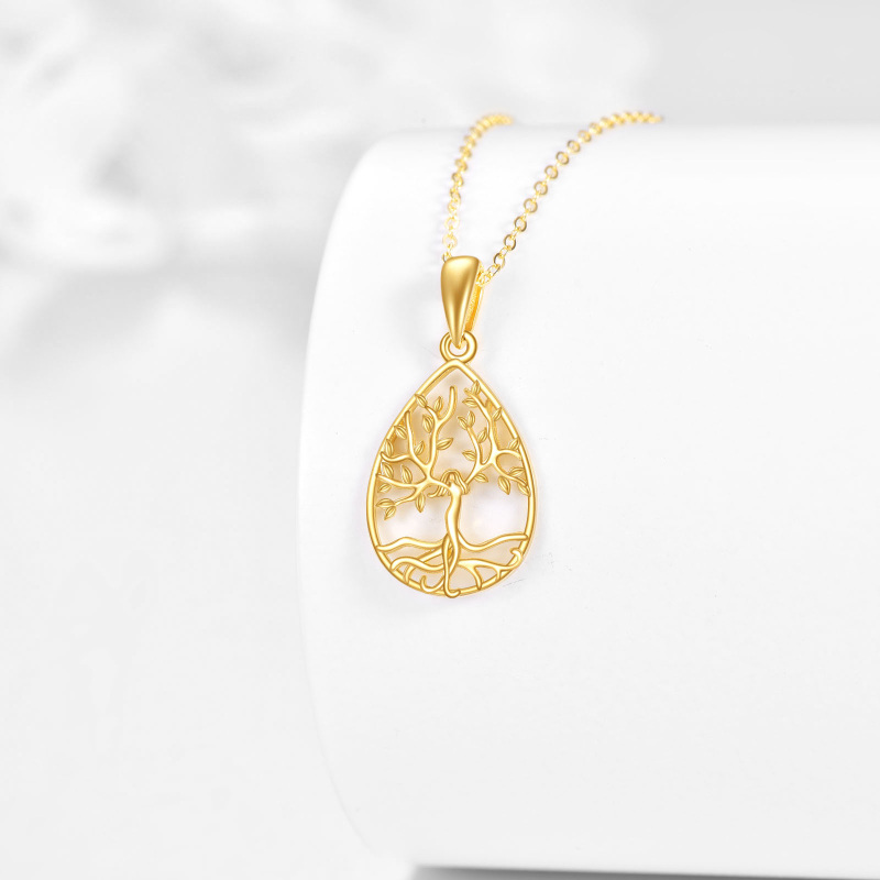 Halskette mit Anhänger in Form des Lebensbaums aus 10-karätigem Gold-3
