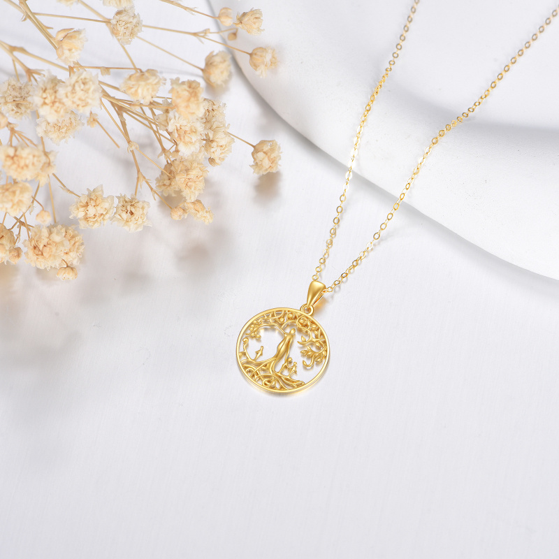 Collar con colgante del Árbol de la Vida en oro rosa de 14 quilates-3