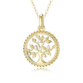 10K Gold Cubic Zirconia Tree Of Life Pendant Necklace-54