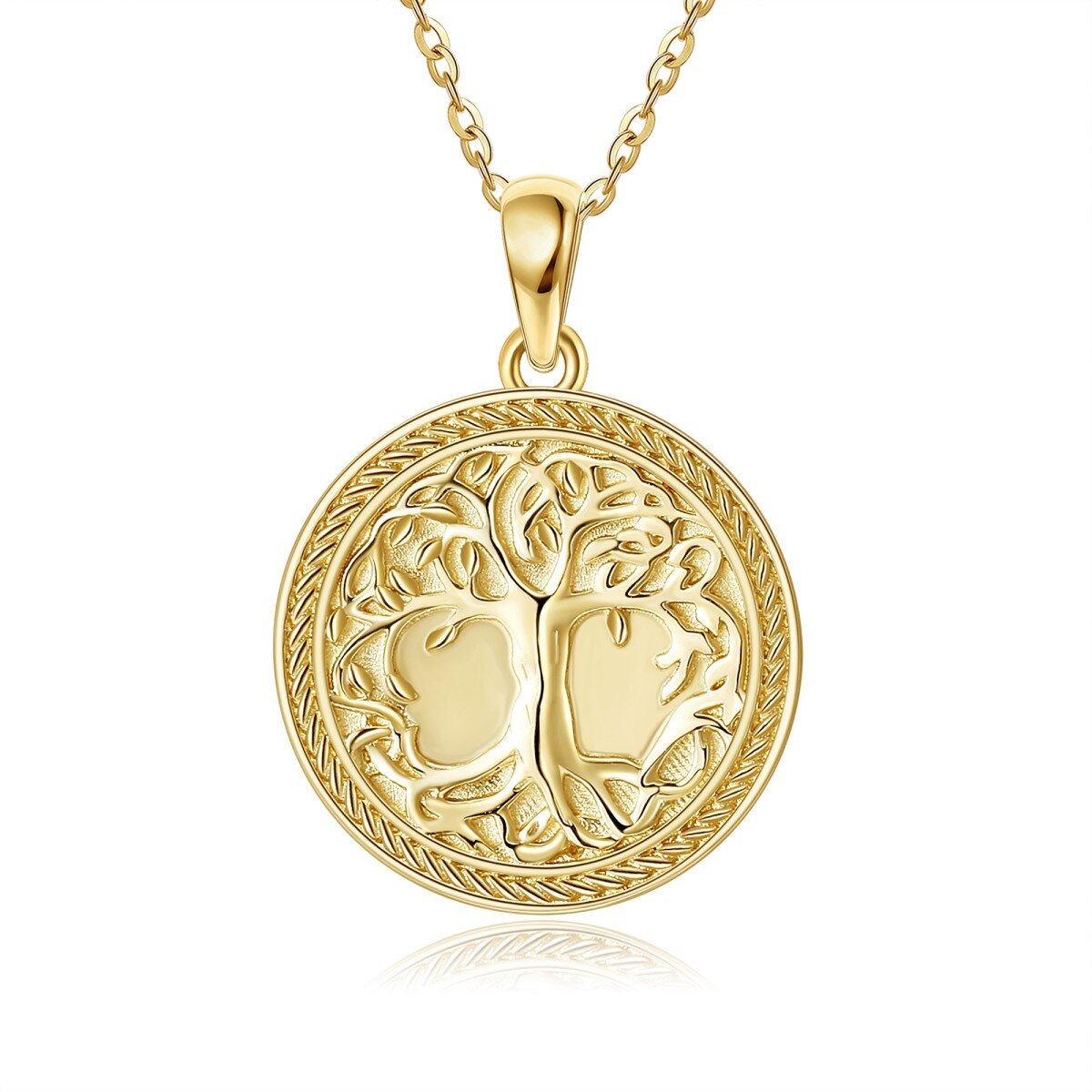 10K Gold Tree Of Life Pendant Necklace-1