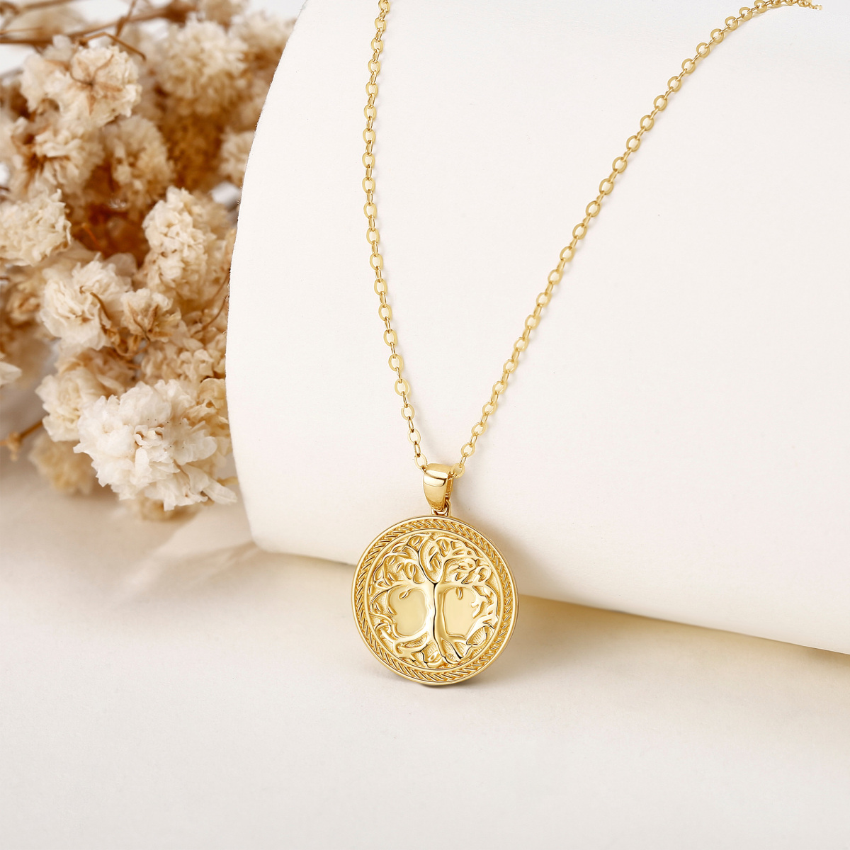 10K Gold Tree Of Life Pendant Necklace-2