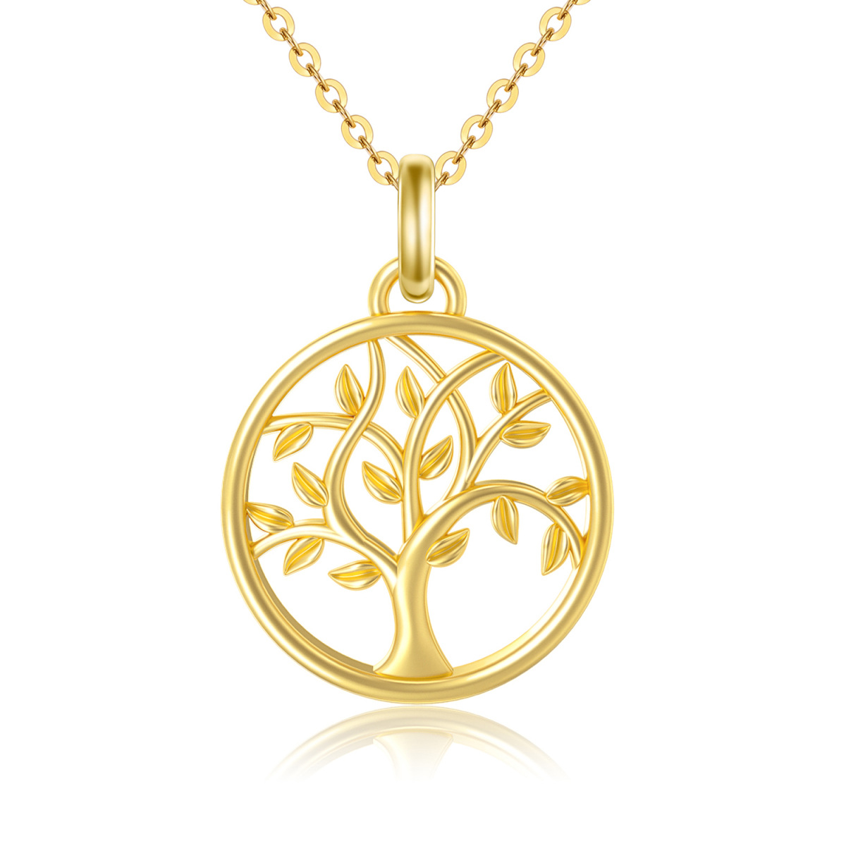 14K Gold Baum des Lebens Anhänger Halskette-1