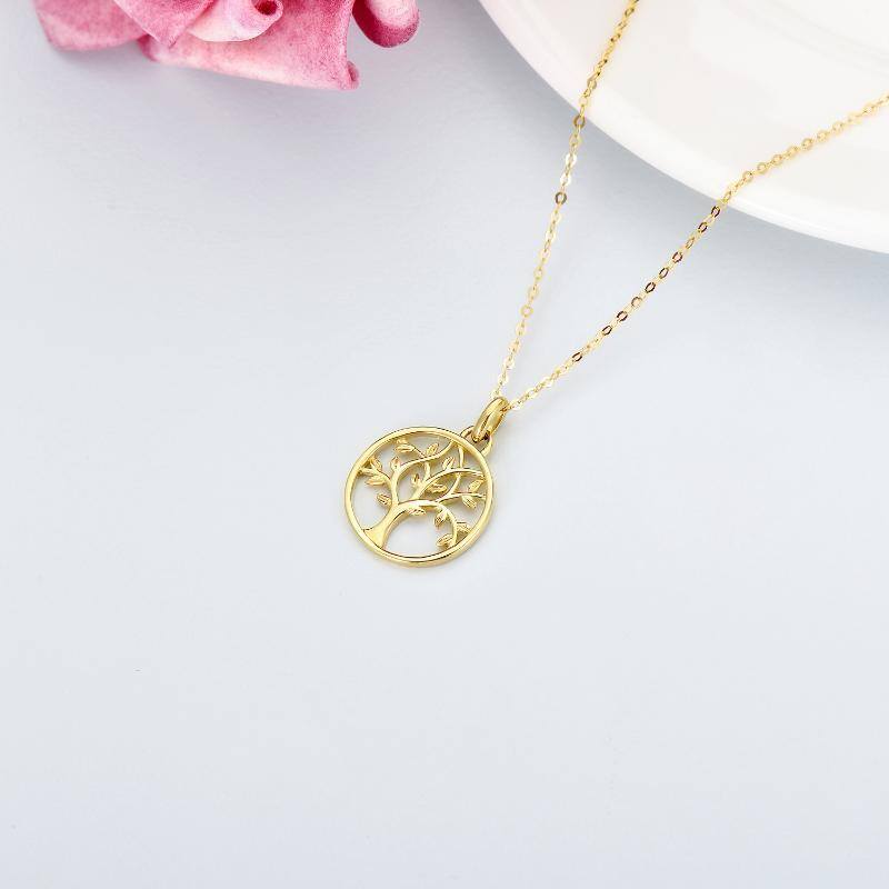 Collier avec pendentif en or 14K en forme d'arbre de vie-3