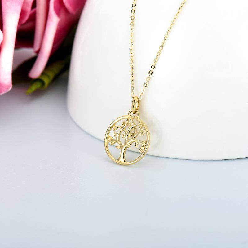 Collier avec pendentif en or 14K en forme d'arbre de vie-4