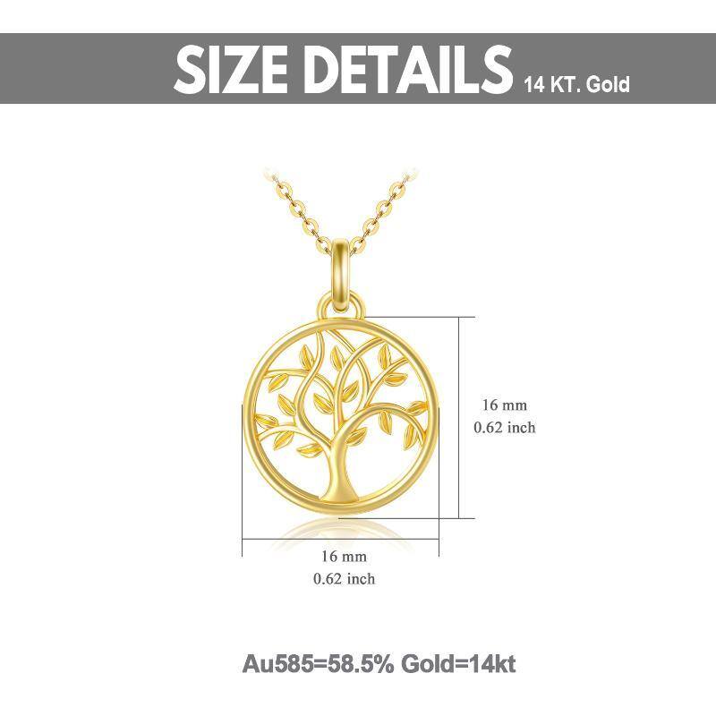 14K Gold Baum des Lebens Anhänger Halskette-5