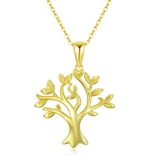 Collier avec pendentif en or 14K en forme d'arbre de vie