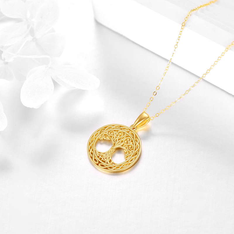 Colar com Pendente Árvore da Vida em Ouro 10K com Zircónia Cúbica-3