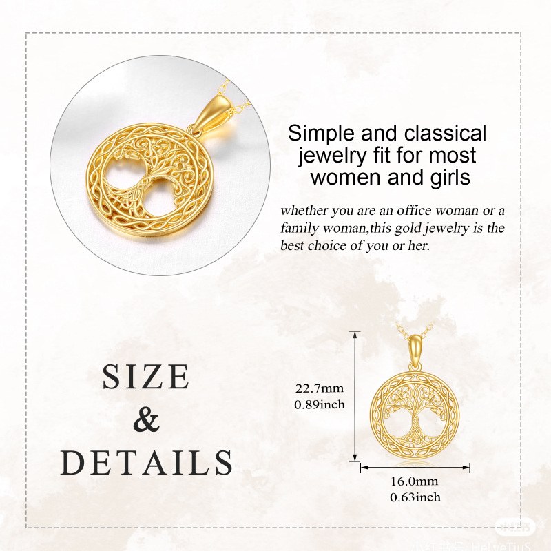 Colar com Pendente Árvore da Vida em Ouro 10K com Zircónia Cúbica-5