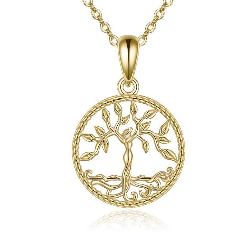 14K Gold Baum des Lebens Anhänger Halskette-1