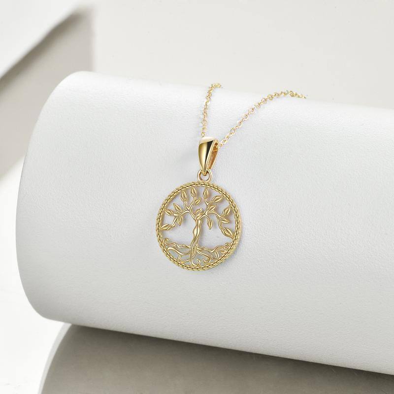 10K Gold Tree Of Life Pendant Necklace-4