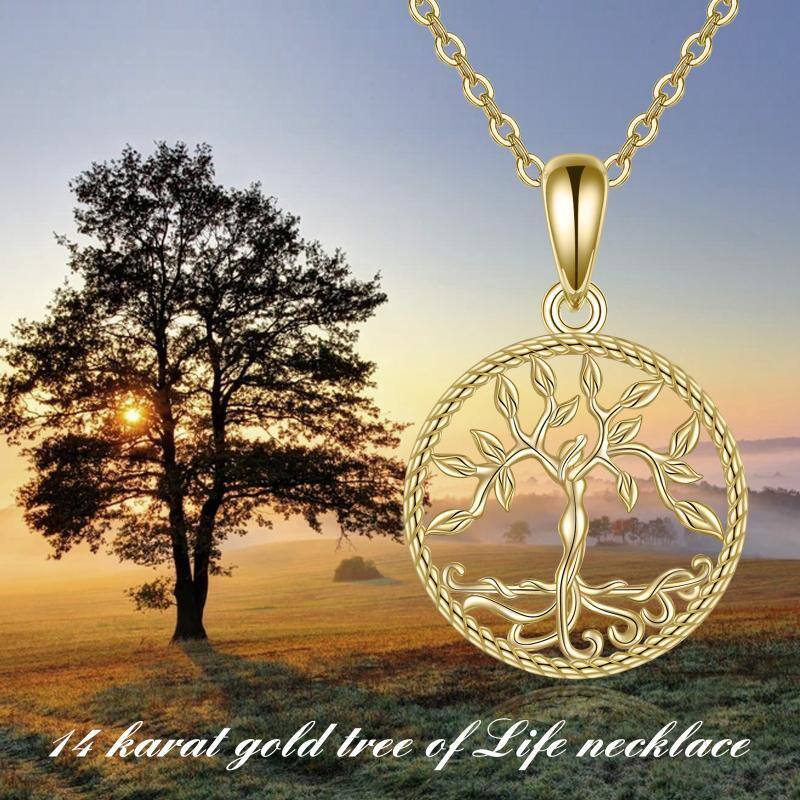 10K Gold Tree Of Life Pendant Necklace-5