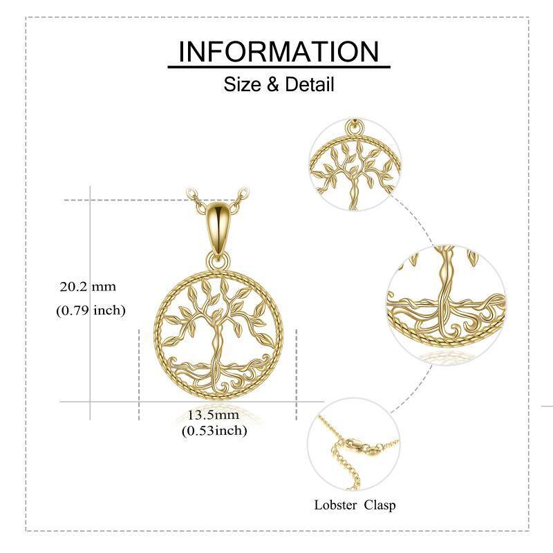 14K Gold Baum des Lebens Anhänger Halskette-6