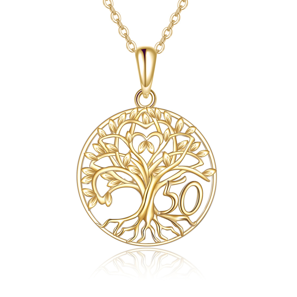 10K Gold Tree Of Life Pendant Necklace-1