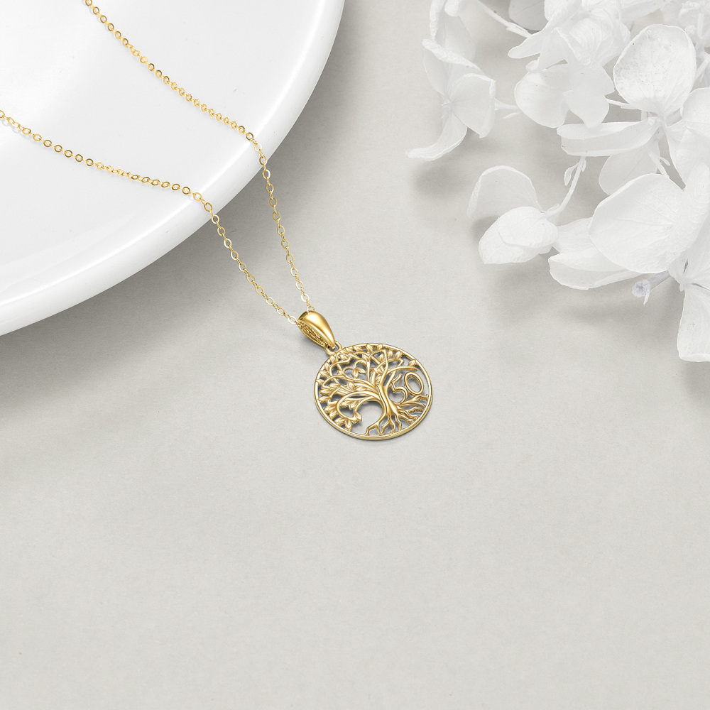10K Gold Tree Of Life Pendant Necklace-4