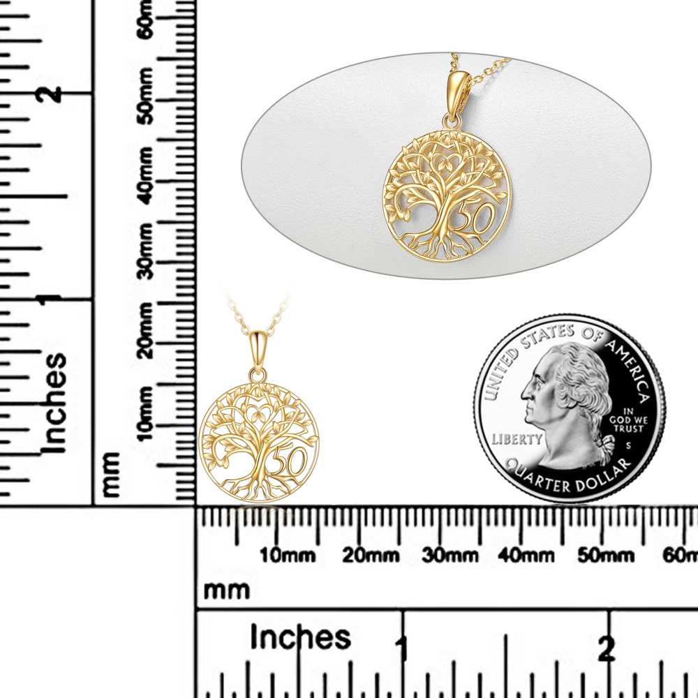 10K Gold Tree Of Life Pendant Necklace-5