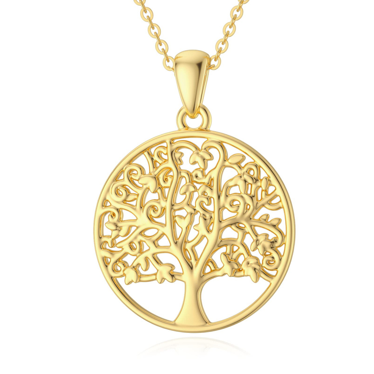 10K Gold Tree Of Life Pendant Necklace-1