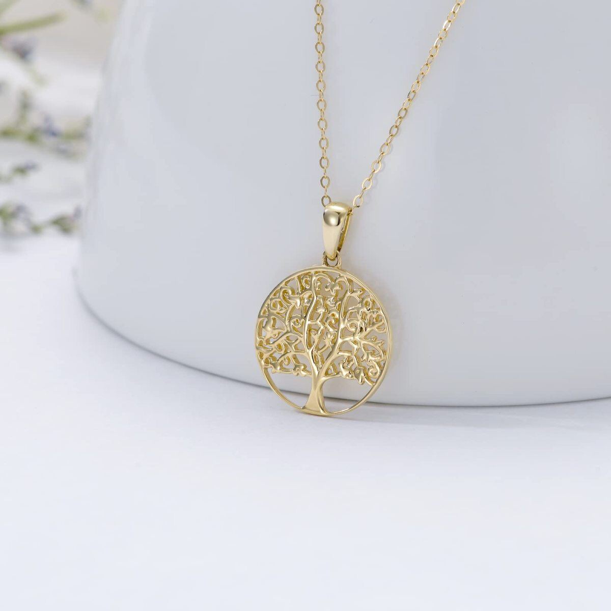 10K Gold Tree Of Life Pendant Necklace-3