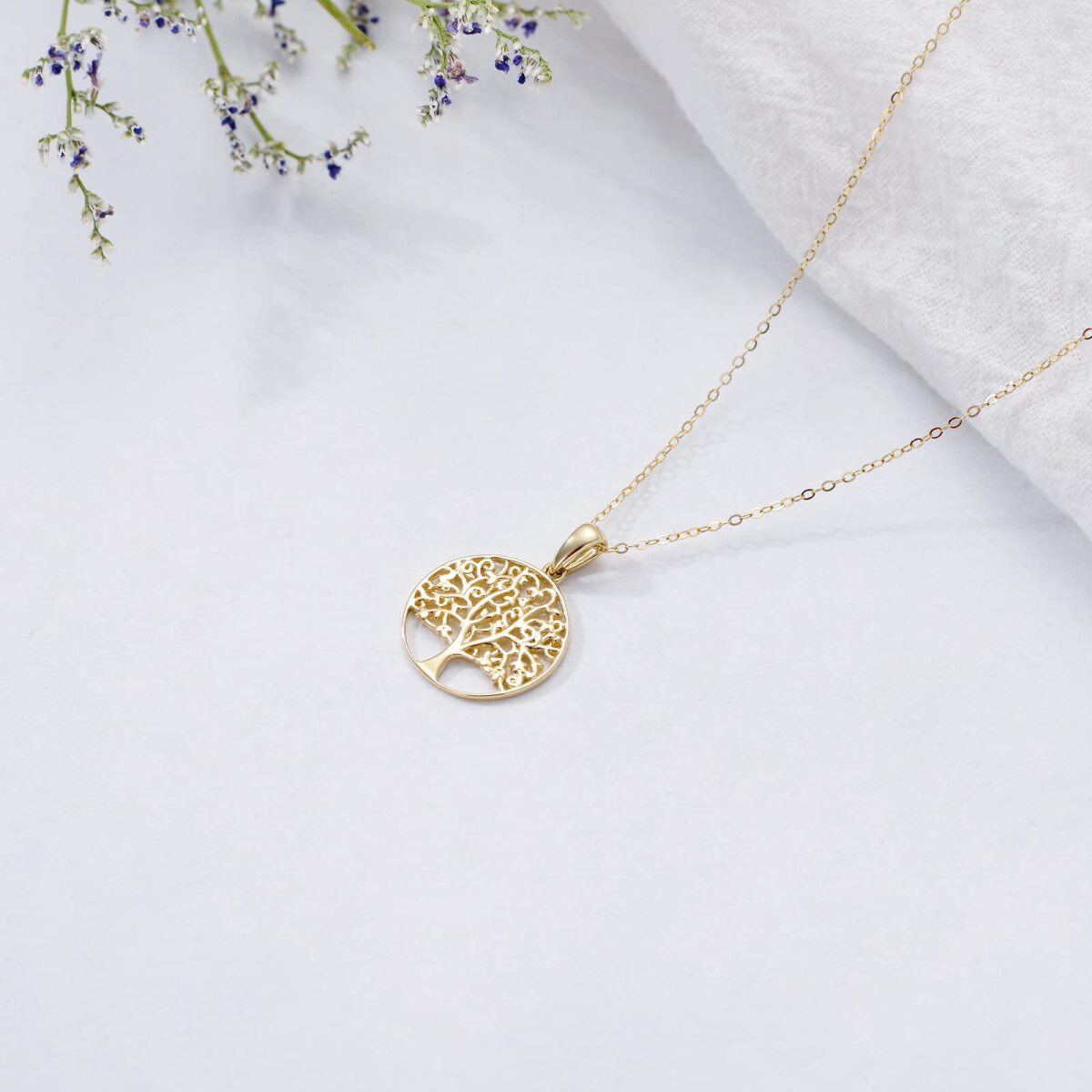 14K Gold Tree Of Life Pendant Necklace-4