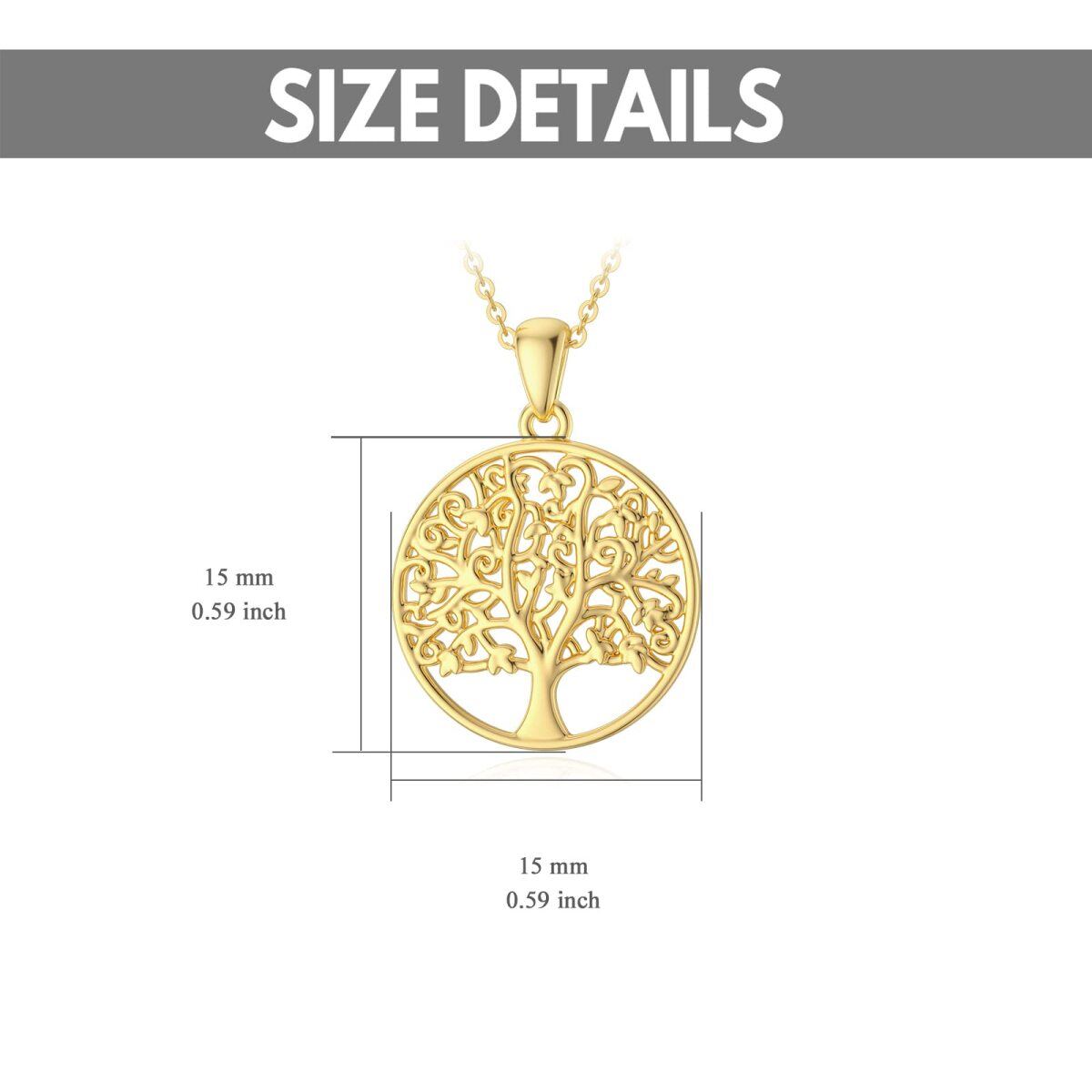 10K Gold Tree Of Life Pendant Necklace-5