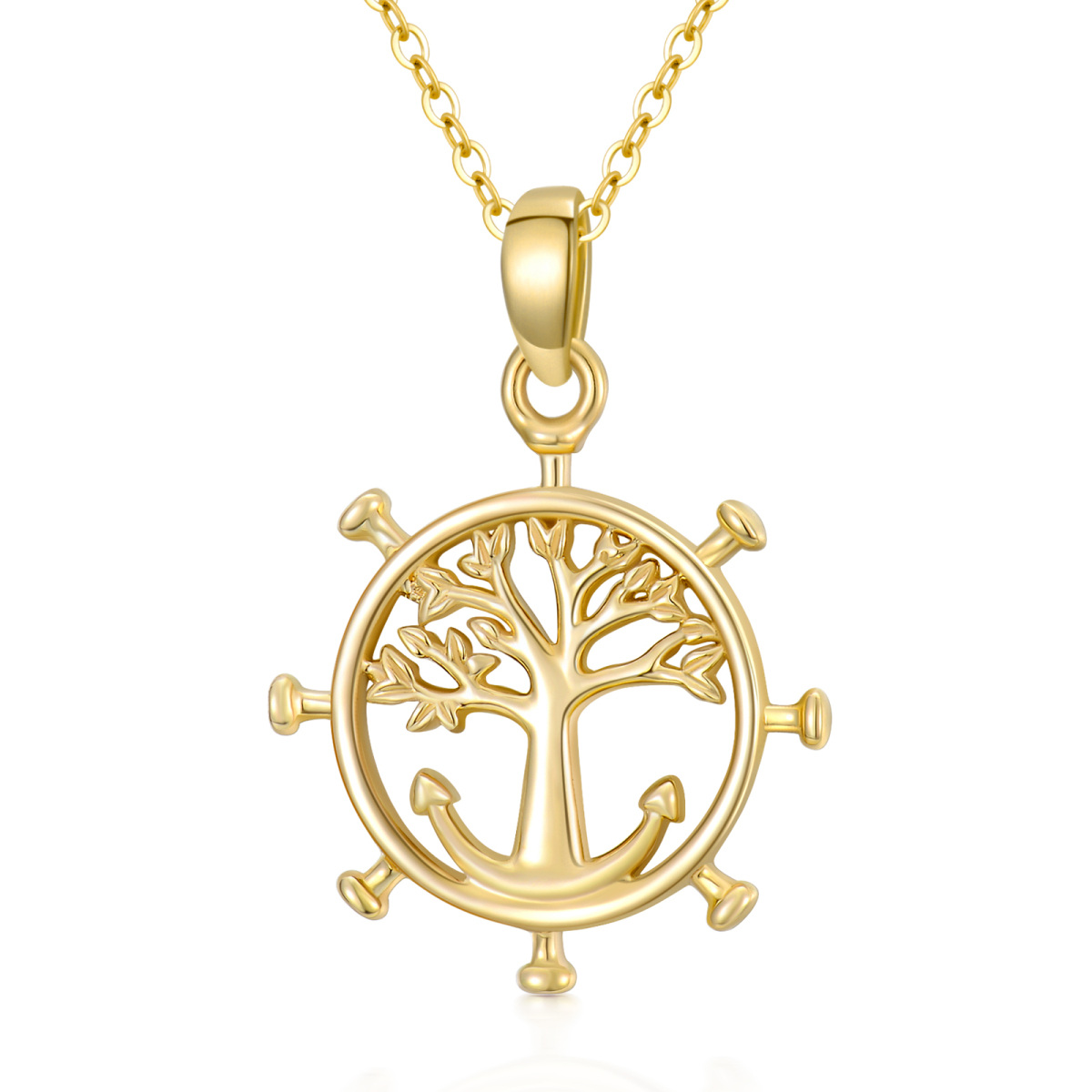 10K Gold Tree Of Life Pendant Necklace-1