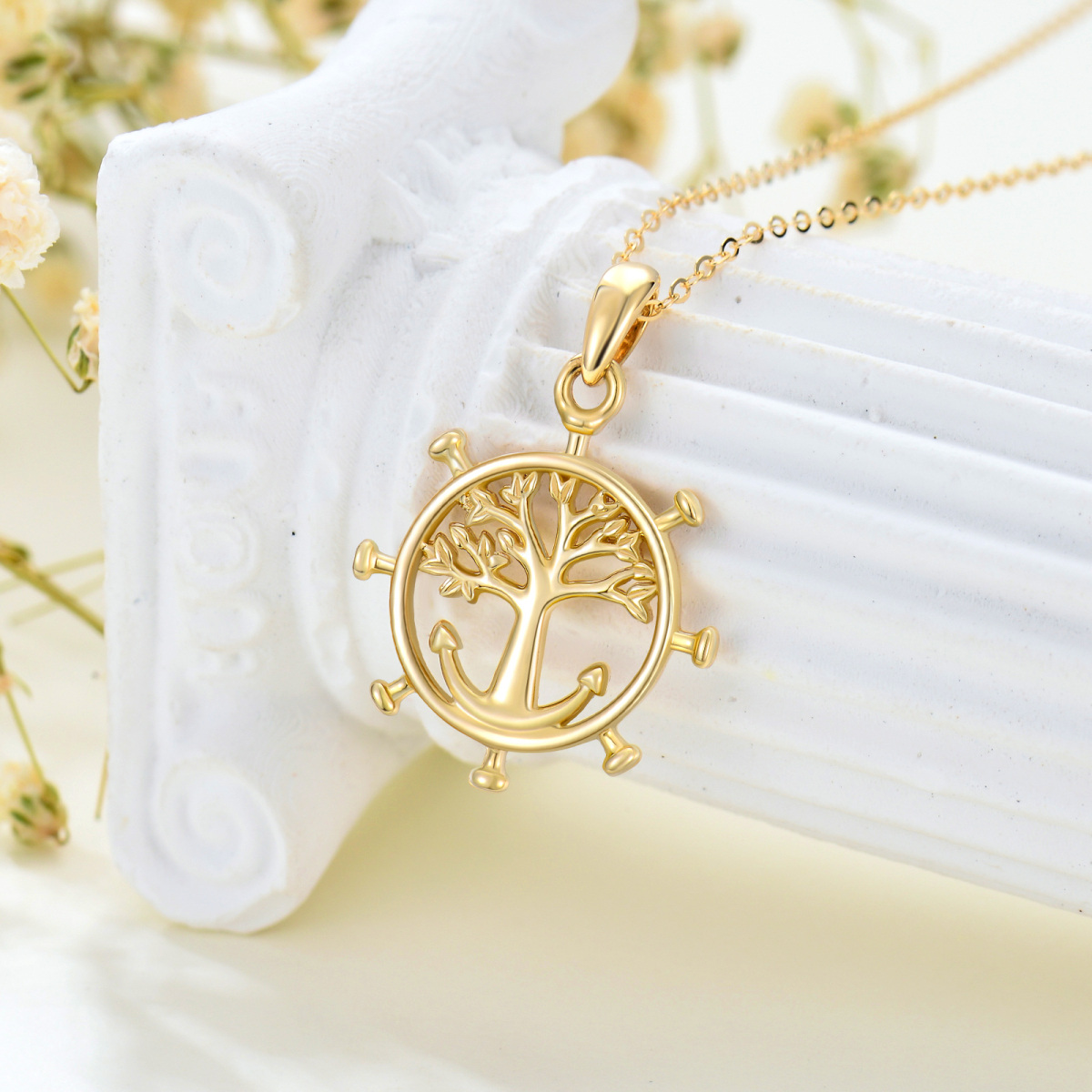 10K Gold Tree Of Life Pendant Necklace-3