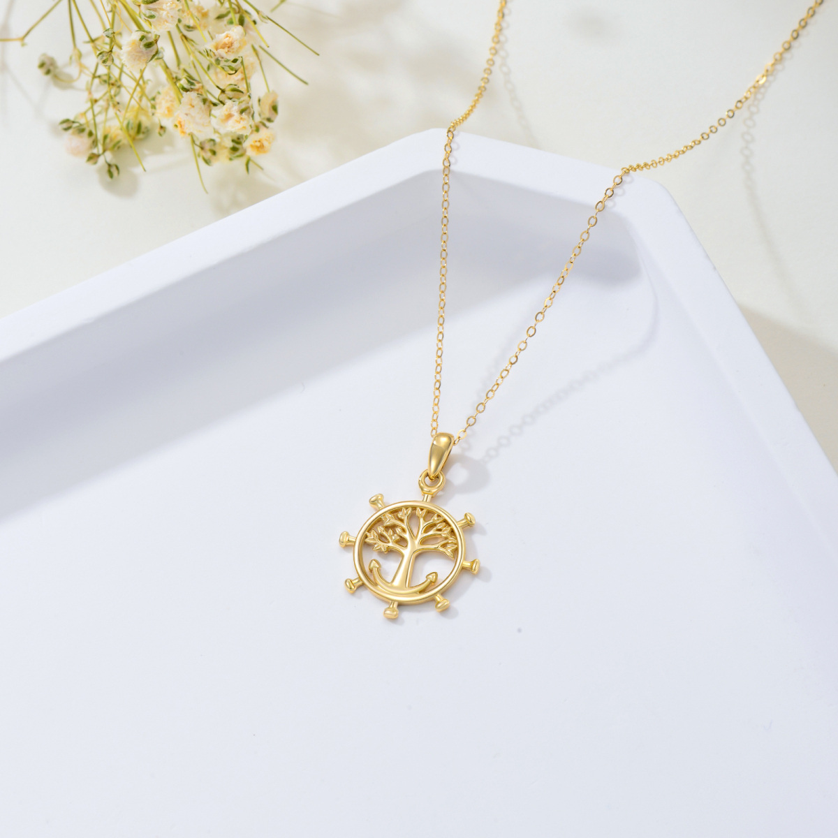 10K Gold Tree Of Life Pendant Necklace-4