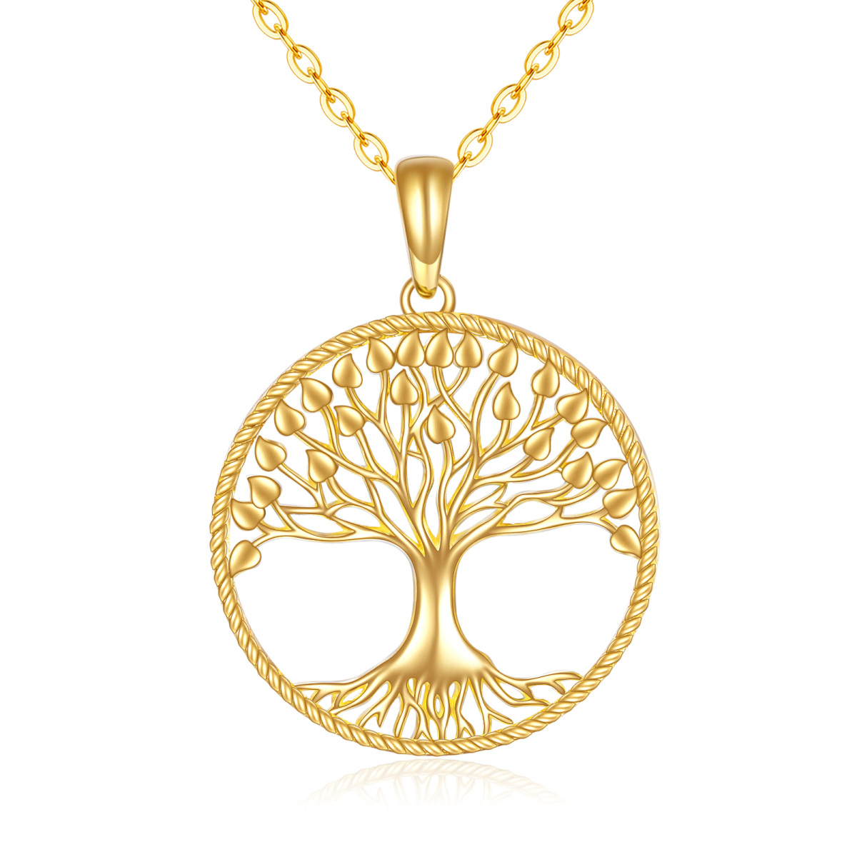 14K Gold Baum des Lebens Anhänger Halskette -1