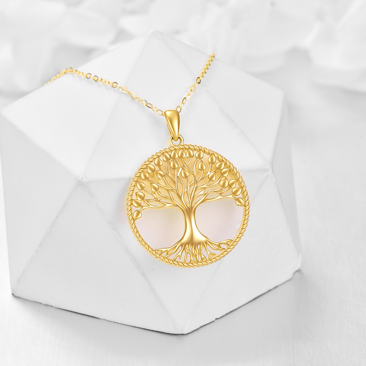 Collana con ciondolo dell'Albero della Vita in oro 14K-3