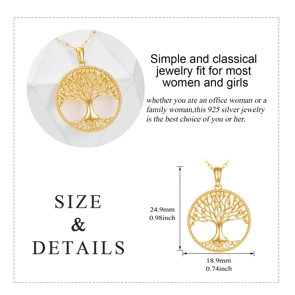 14K Gold Tree Of Life Pendant Necklace-5