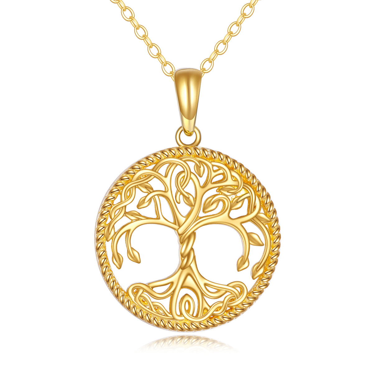 14K Gold Baum des Lebens Anhänger Halskette-1