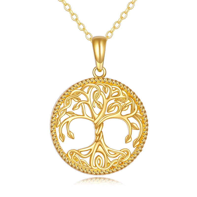 14K Gold Baum des Lebens Anhänger Halskette