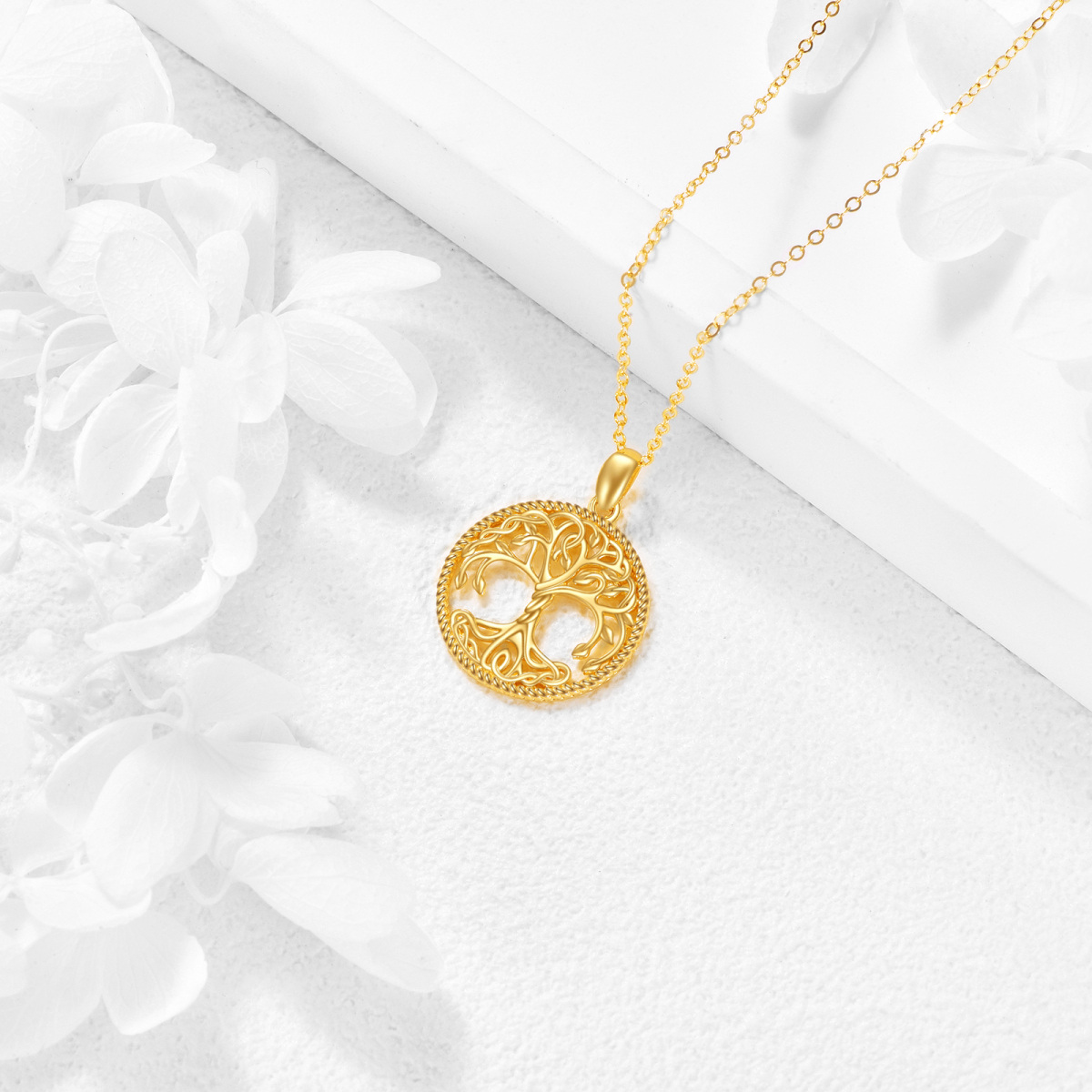 10K Gold Tree Of Life Pendant Necklace-4