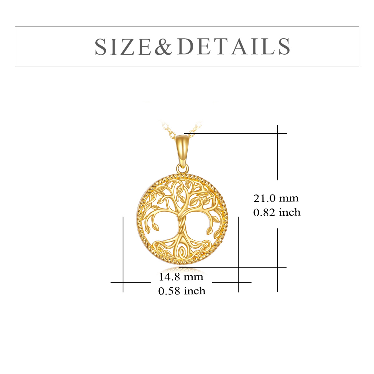 10K Gold Tree Of Life Pendant Necklace-6