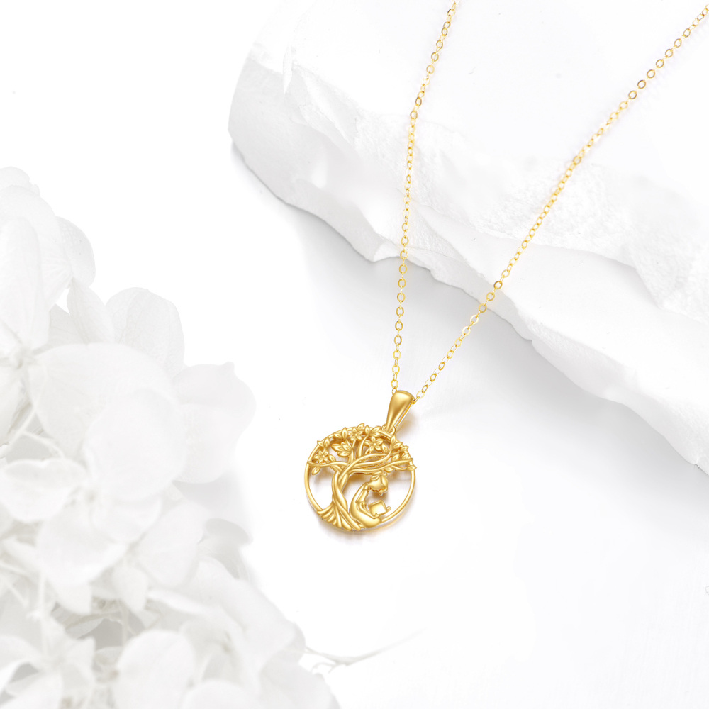10K Gold Tree Of Life &Read Book Pendant Necklace-4