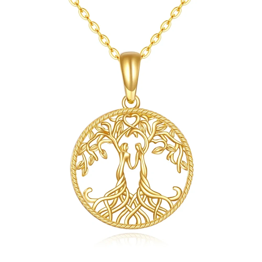 10K Gold Tree Of Life & Sisters Pendant Necklace-1