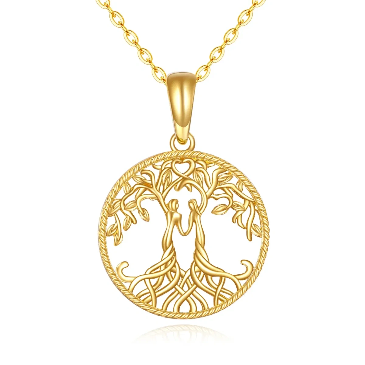 Collar Colgante Árbol de la Vida y Hermanas de Oro de 14K-1