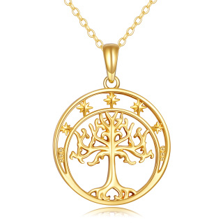 10K Gold Tree Of Life Star Necklace for Women-9