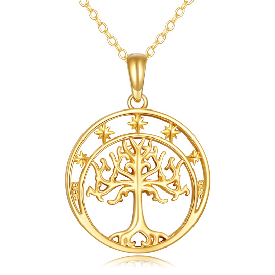 10K Gold Tree Of Life Star Necklace for Women