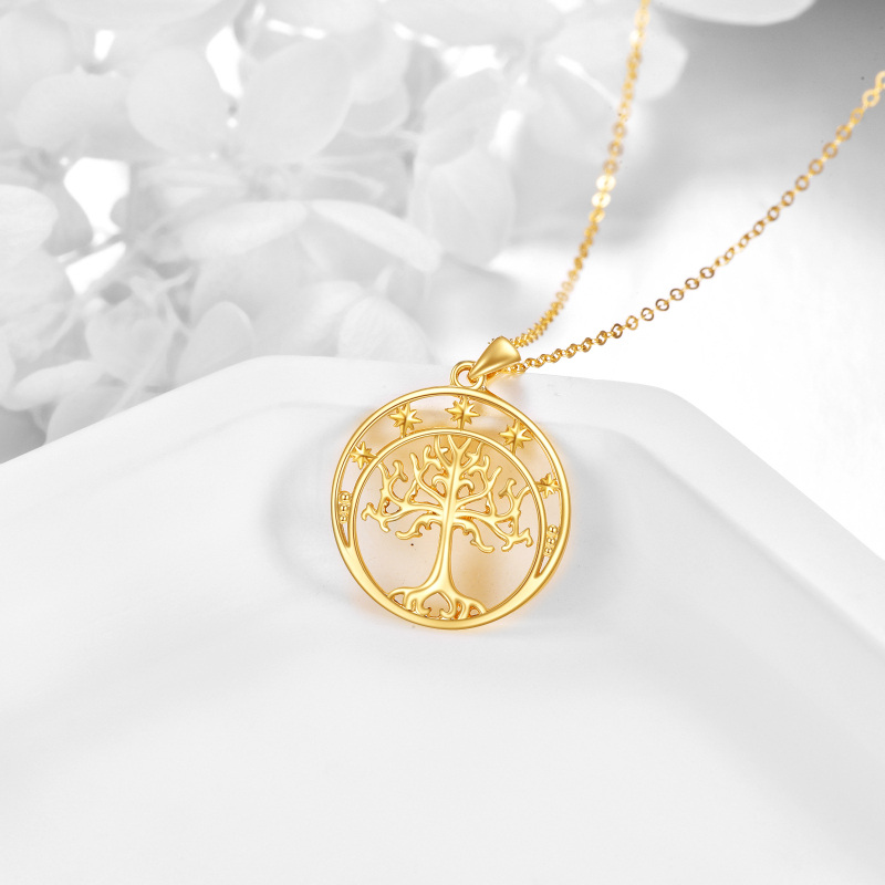 10K Gold Tree Of Life Star Necklace for Women-3