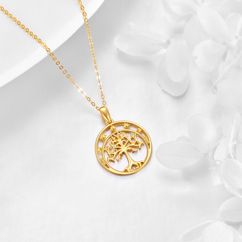 10K Gold Tree Of Life Star Necklace for Women-4