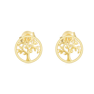 10K Gold Tree Of Life Stud Earrings-45