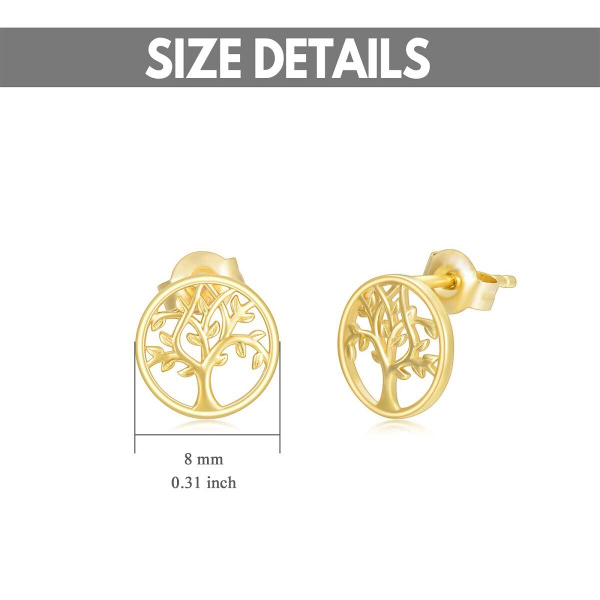 14K Gold Baum des Lebens Ohrstecker-5