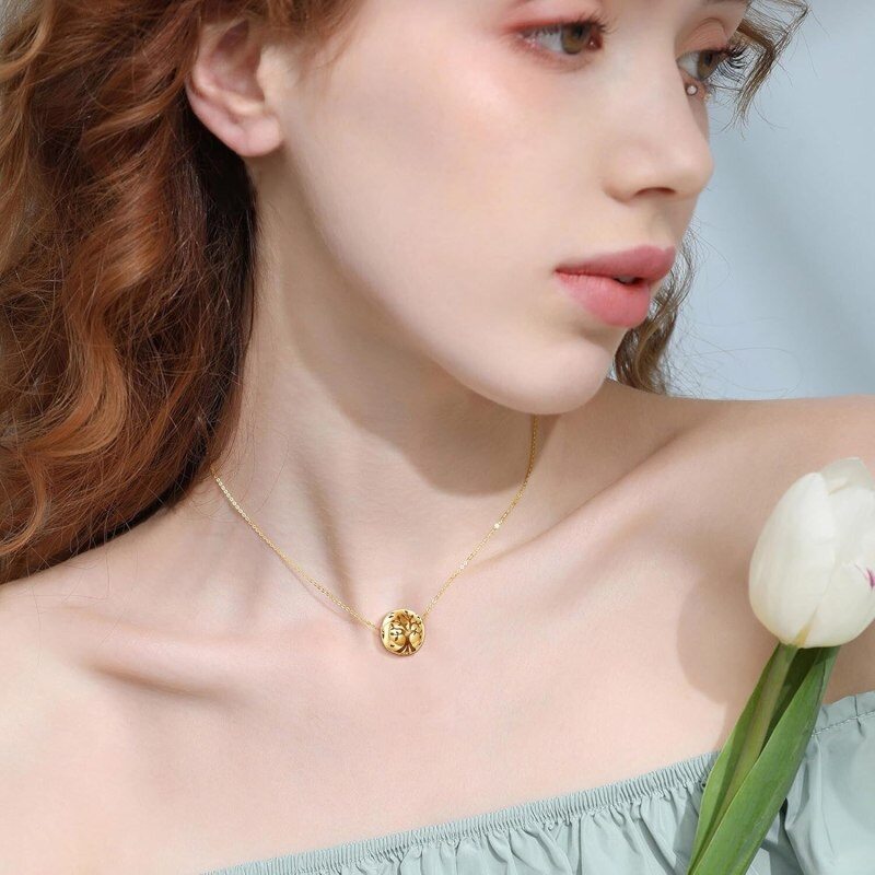 Collar de urna del Árbol de la Vida de oro 14K para cenizas-2