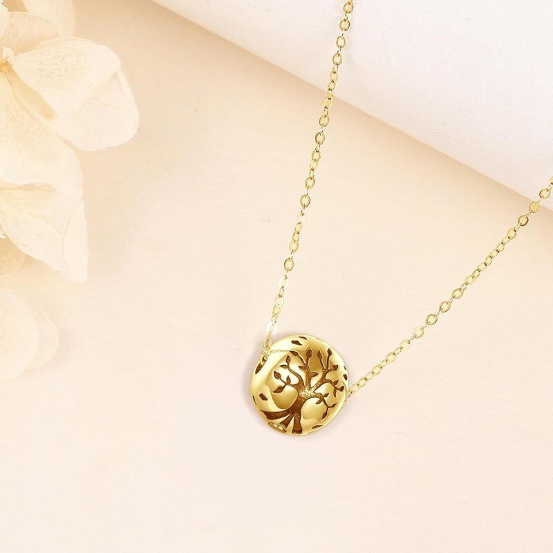 Collar de urna del Árbol de la Vida de oro 14K para cenizas-3