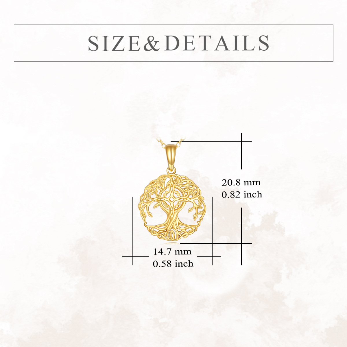 14K Gold Tree Of Life & Witch Knot Pendant Necklace-5