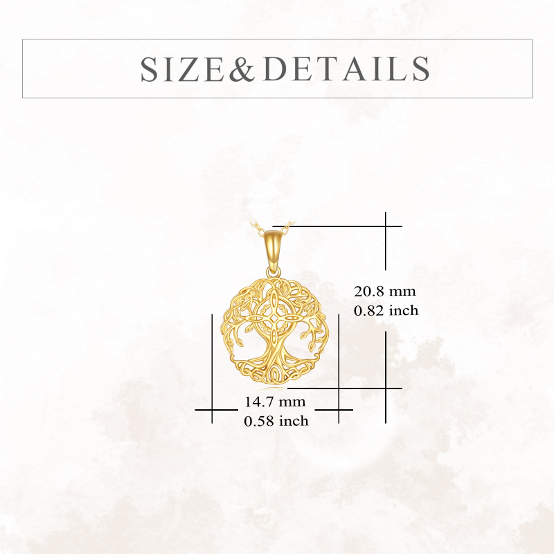 10K Gold Tree Of Life & Witch Knot Pendant Necklace-5